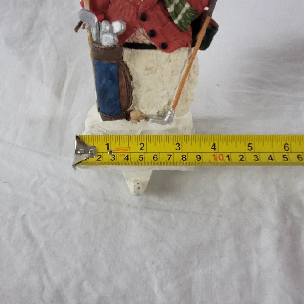 Snowman Golfer Christmas Stocking Holder Resin Holiday Mantel Decor Red Jacket